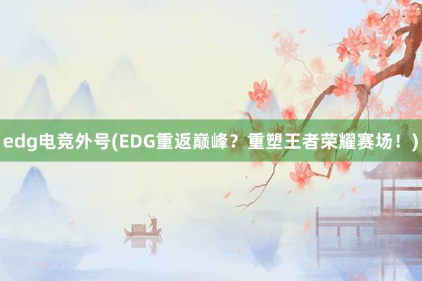 edg电竞外号(EDG重返巅峰？重塑王者荣耀赛场！)