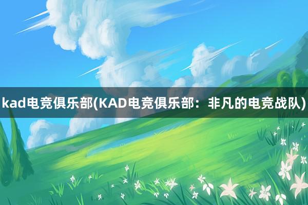 kad电竞俱乐部(KAD电竞俱乐部：非凡的电竞战队)