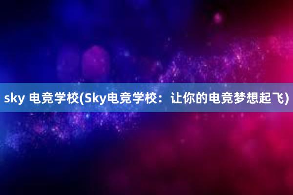 sky 电竞学校(Sky电竞学校：让你的电竞梦想起飞)