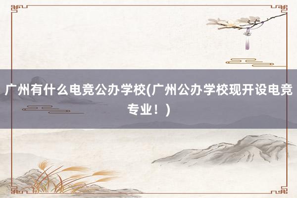 广州有什么电竞公办学校(广州公办学校现开设电竞专业！)