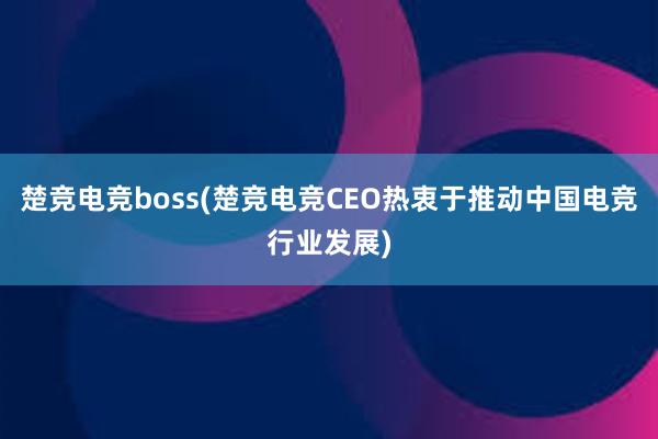 楚竞电竞boss(楚竞电竞CEO热衷于推动中国电竞行业发展)