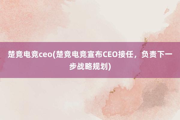 楚竞电竞ceo(楚竞电竞宣布CEO接任，负责下一步战略规划)