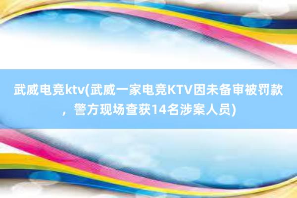 武威电竞ktv(武威一家电竞KTV因未备审被罚款，警方现场查获14名涉案人员)