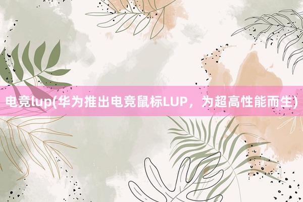 电竞lup(华为推出电竞鼠标LUP，为超高性能而生)