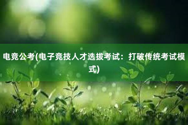 电竞公考(电子竞技人才选拔考试：打破传统考试模式)