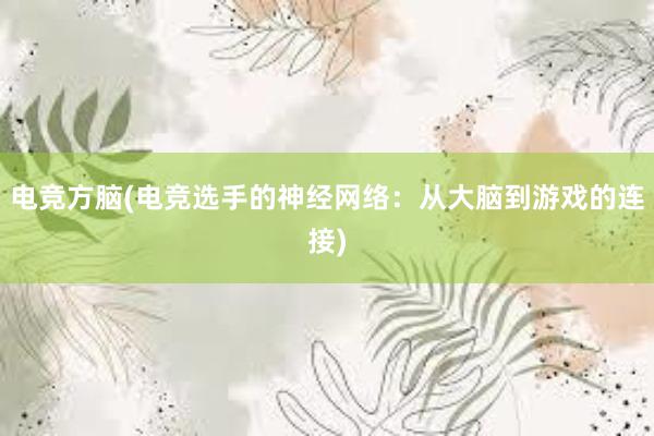 电竞方脑(电竞选手的神经网络：从大脑到游戏的连接)