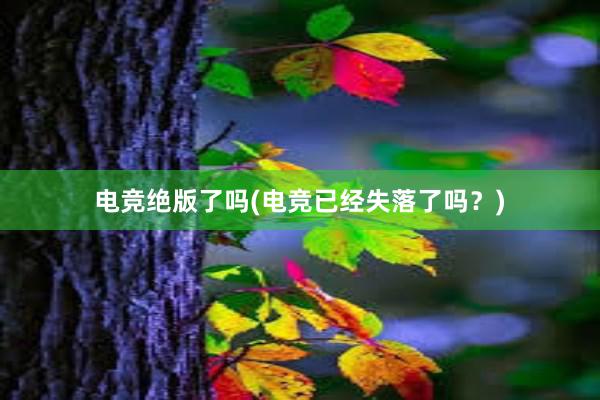 电竞绝版了吗(电竞已经失落了吗？)