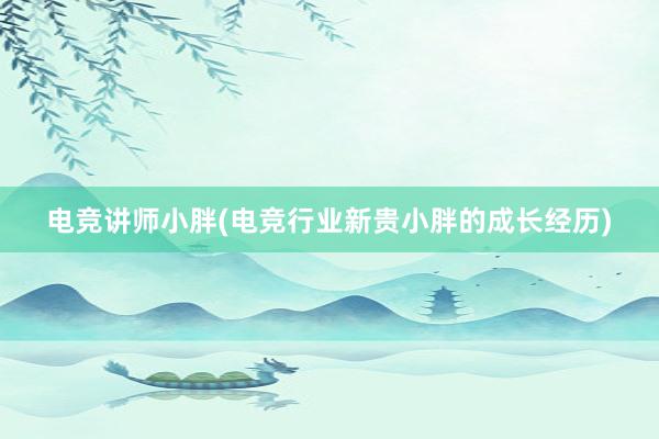 电竞讲师小胖(电竞行业新贵小胖的成长经历)