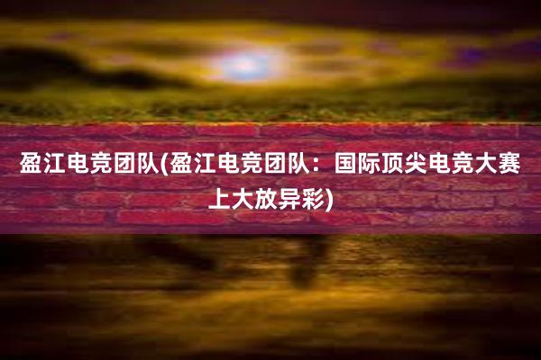 盈江电竞团队(盈江电竞团队：国际顶尖电竞大赛上大放异彩)