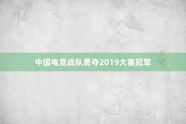 中国电竞战队勇夺2019大赛冠军