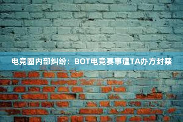 电竞圈内部纠纷：BOT电竞赛事遭TA办方封禁