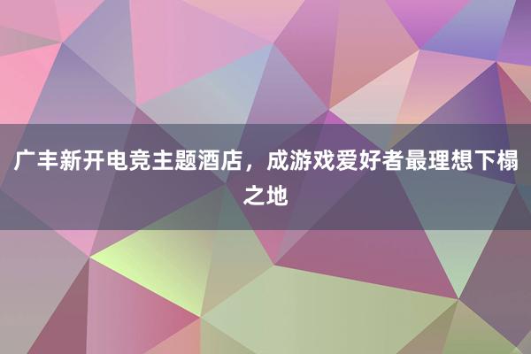 广丰新开电竞主题酒店，成游戏爱好者最理想下榻之地