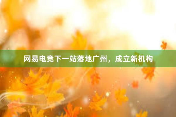 网易电竞下一站落地广州，成立新机构